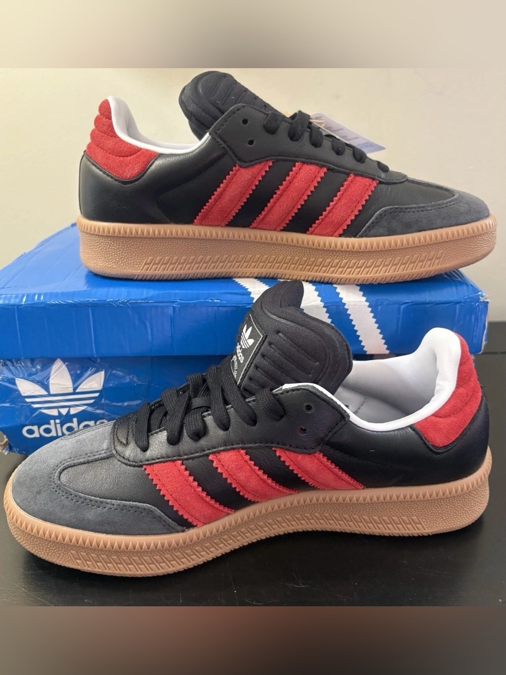 Adidas Samba XLG Sneakers Black/Red Men's Size 7.5 Brand New In Box with Tags